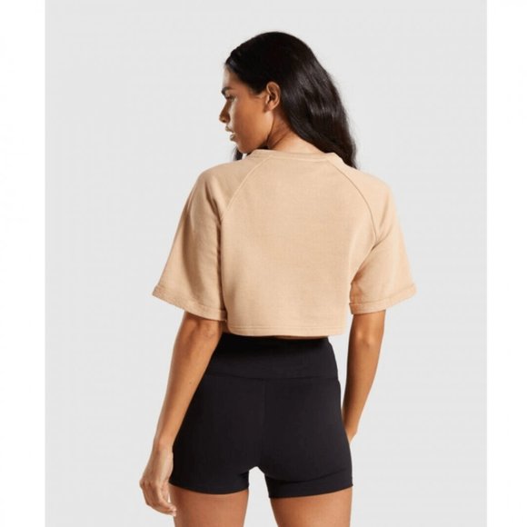 FINAL SALE Gymshark - The Visionaries Boxy Cropped Sweater - Beige - Extra Large - Picture 3 of 5